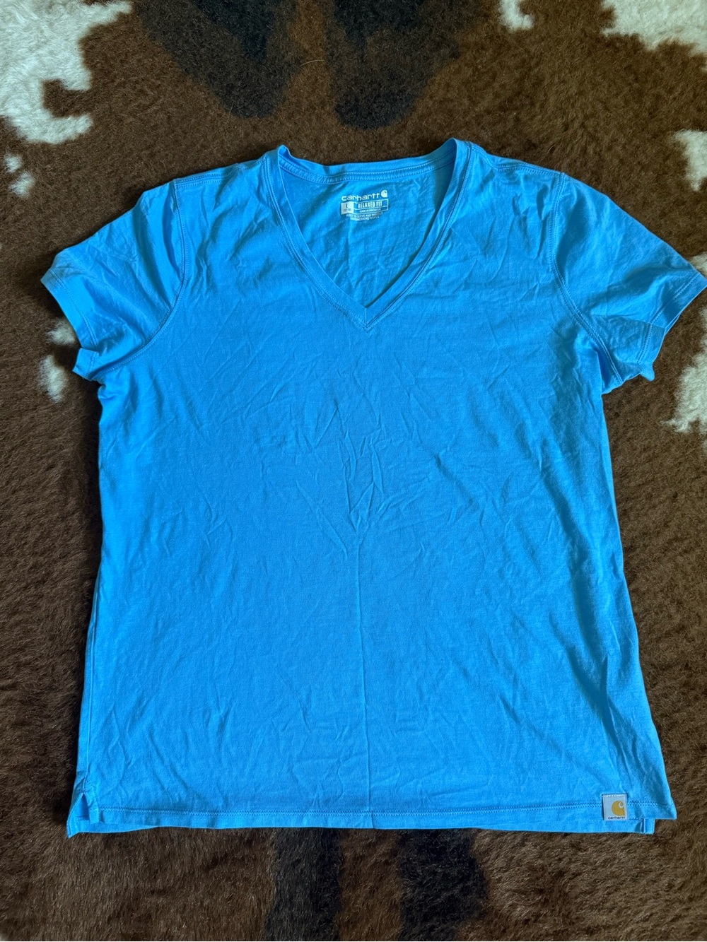 Carhartt Women’s V-Neck Tee in Teal Blue